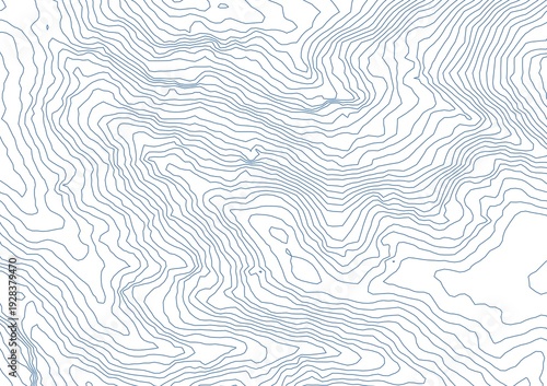 Curvas de nivel sobre fondo blanco. Mapa topográfico, cartografía.