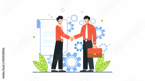 Business partnership handshake vector illustration