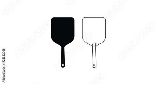 Two spatulas one solid and one outlined in a graphic silhouette