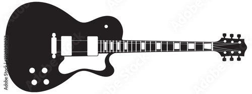 Classic Guitar, Acoustic Instrument Silhouette, Black Vector Icon, Music Illustration, Flat Design, Isolated Musical Instrument
