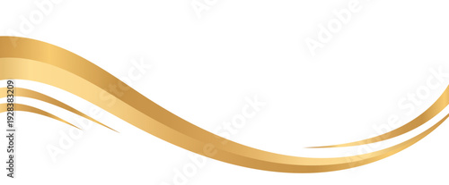 Wave swoosh lines with a metallic gradient for a luxurious border or footer on a certificate, banner, or invitation