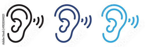 Ear Listening Icon – Hearing, Sound, and Audio Vector Illustration