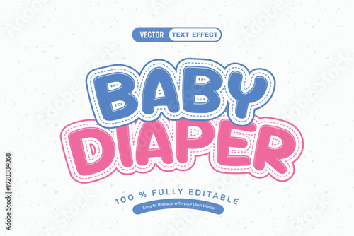Baby Diaper Editable Text Effect
