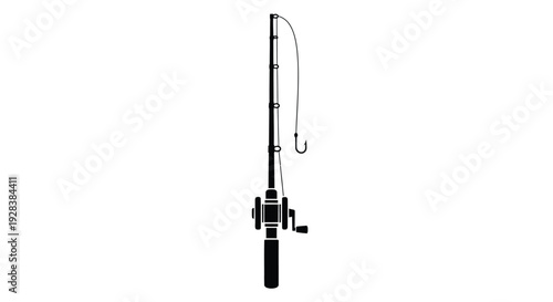 Simple black fishing rod and reel design a striking silhouette