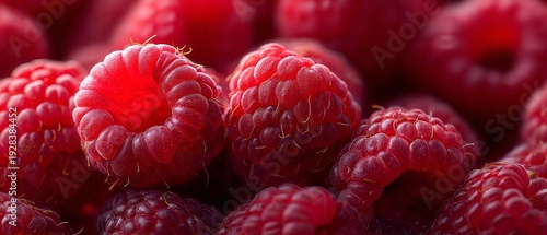 Fresh Raspberries Stacked – Macro Close-Up