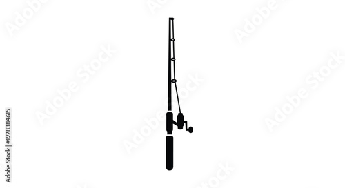 Simple black fishing rod graphic against a white background silhouette