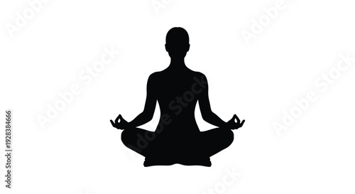 A person meditating in the lotus position a striking silhouette