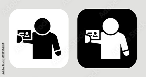 Customer Profile Icon In Black and White Glyph Style