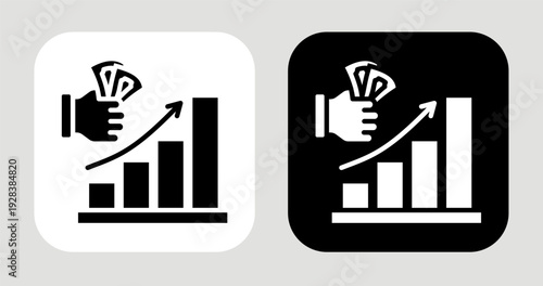 Income Level Icon In Black and White Glyph Style