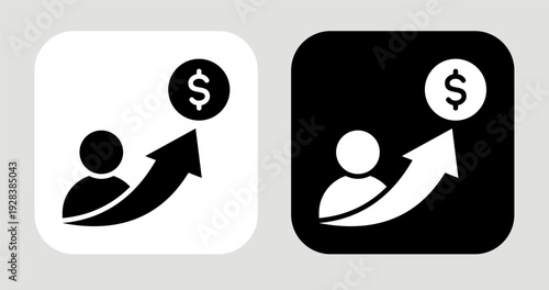 Lifetime Value Icon In Black and White Glyph Style