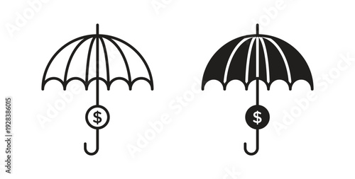 assets protection icon style design pack on white background. Thin line and clipart style