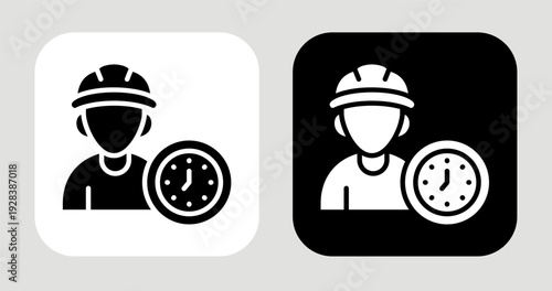 Workforce Age Icon In Black and White Glyph Style