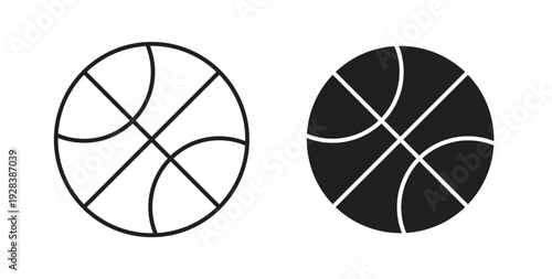 Basketball icon style design pack on white background. Thin line and clipart style