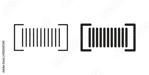 Barcode read icon style design pack on white background. Thin line and clipart style