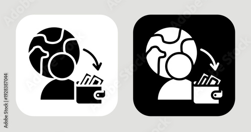 Regional Income Icon In Black and White Glyph Style