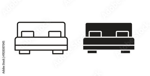 Bed icon style design pack on white background. Thin line and clipart style
