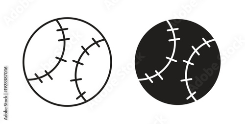 Baseball icon style design pack on white background. Thin line and clipart style