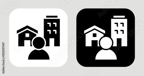 Housing Type Icon In Black and White Glyph Style