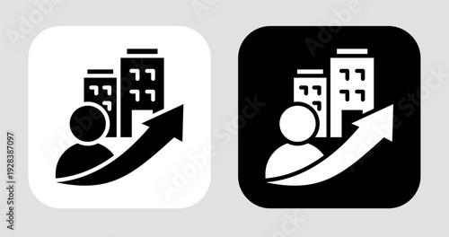 Urban Expansion Icon In Black and White Glyph Style