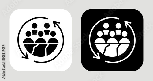 Population Mix Icon In Black and White Glyph Style