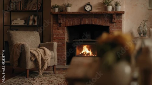 Cozy Living Room with Fireplace Interior.