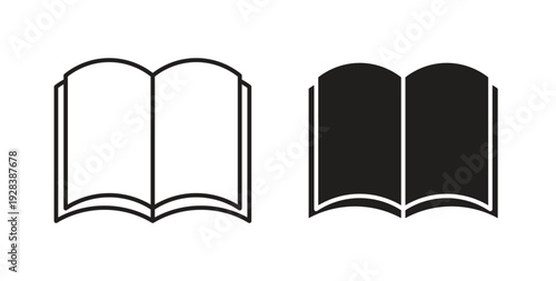 Book icon style design pack on white background. Thin line and clipart style