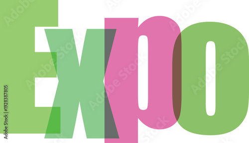 Colorful Overlapping Expo Text on White Background