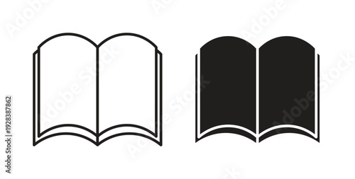 Book icon style design pack on white background. Thin line and clipart style