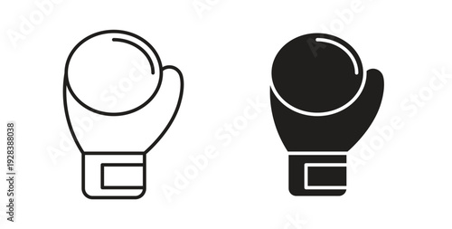 Boxing glove icon style design pack on white background. Thin line and clipart style