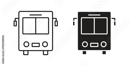 Bus icon style design pack on white background. Thin line and clipart style