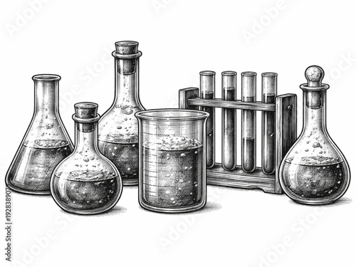 Vintage Engraved DNA Double Helix – Detailed Black and White Scientific Illustration