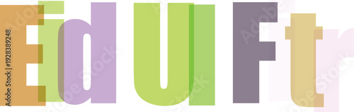 Colorful Overlapping Letters Ed U Ft on White Background