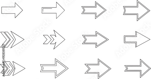 Professional Clean Business Growth and Success Outline Arrow Vector Set