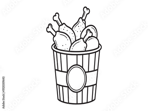 A bucket of fried chicken and biscuits