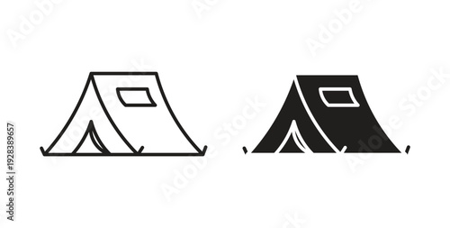 Camping icon style design pack on white background. Thin line and clipart style