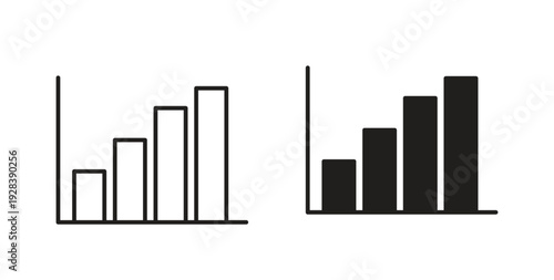 Chart histogram icon style design pack on white background. Thin line and clipart style