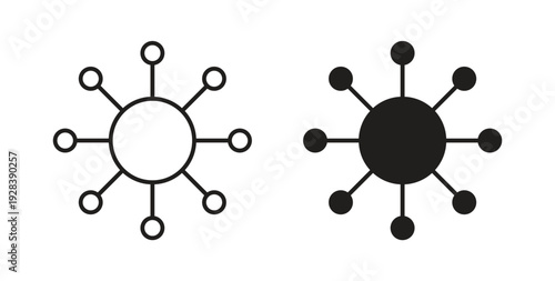 Chart connected icon style design pack on white background. Thin line and clipart style