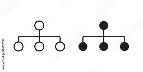 Chart tree icon style design pack on white background. Thin line and clipart style
