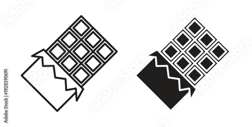 Chocolate icon style design pack on white background. Thin line and clipart style