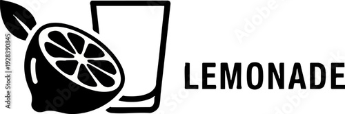 Lemonade Beverage Icon with Lemon and Glass