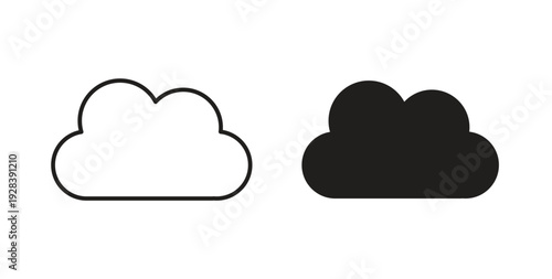 Cloud icon style design pack on white background. Thin line and clipart style