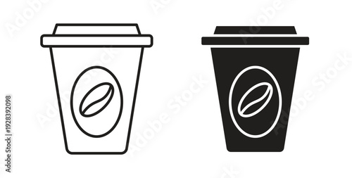 Coffee icon style design pack on white background. Thin line and clipart style