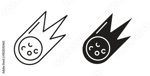 Comet icon style design pack on white background. Thin line and clipart style