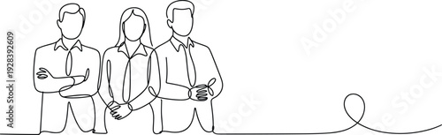 Continuous one line drawing of a business leader presenting strategy to executives during office meeting for corporate teamwork collaboration and project success