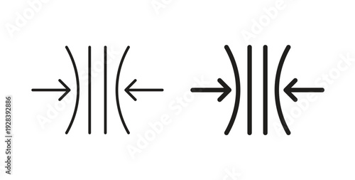 Compress icon style design pack on white background. Thin line and clipart style