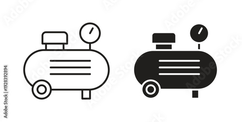 Compressor icon style design pack on white background. Thin line and clipart style