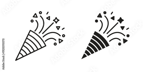 Confetti icon style design pack on white background. Thin line and clipart style