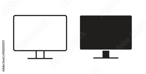 Computer screen icon style design pack on white background. Thin line and clipart style