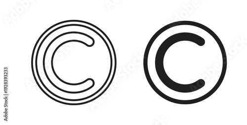 Copyright icon style design pack on white background. Thin line and clipart style