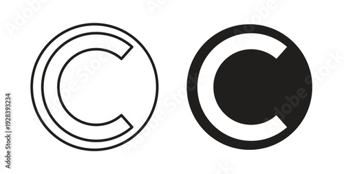 Copyright icon style design pack on white background. Thin line and clipart style